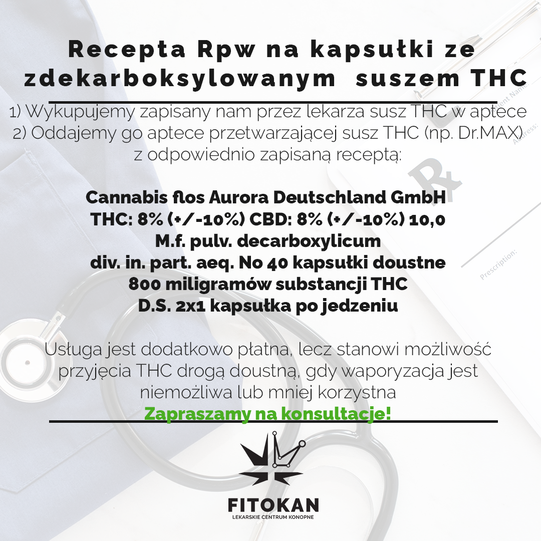 Recepta Rpw na kapsułki ze zdekarboksylowanym suszem THC