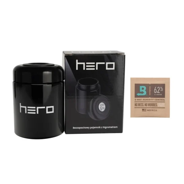 Szklany pojemnik bezzapachowy z higrometrem 250ml HERO - obrazek 2