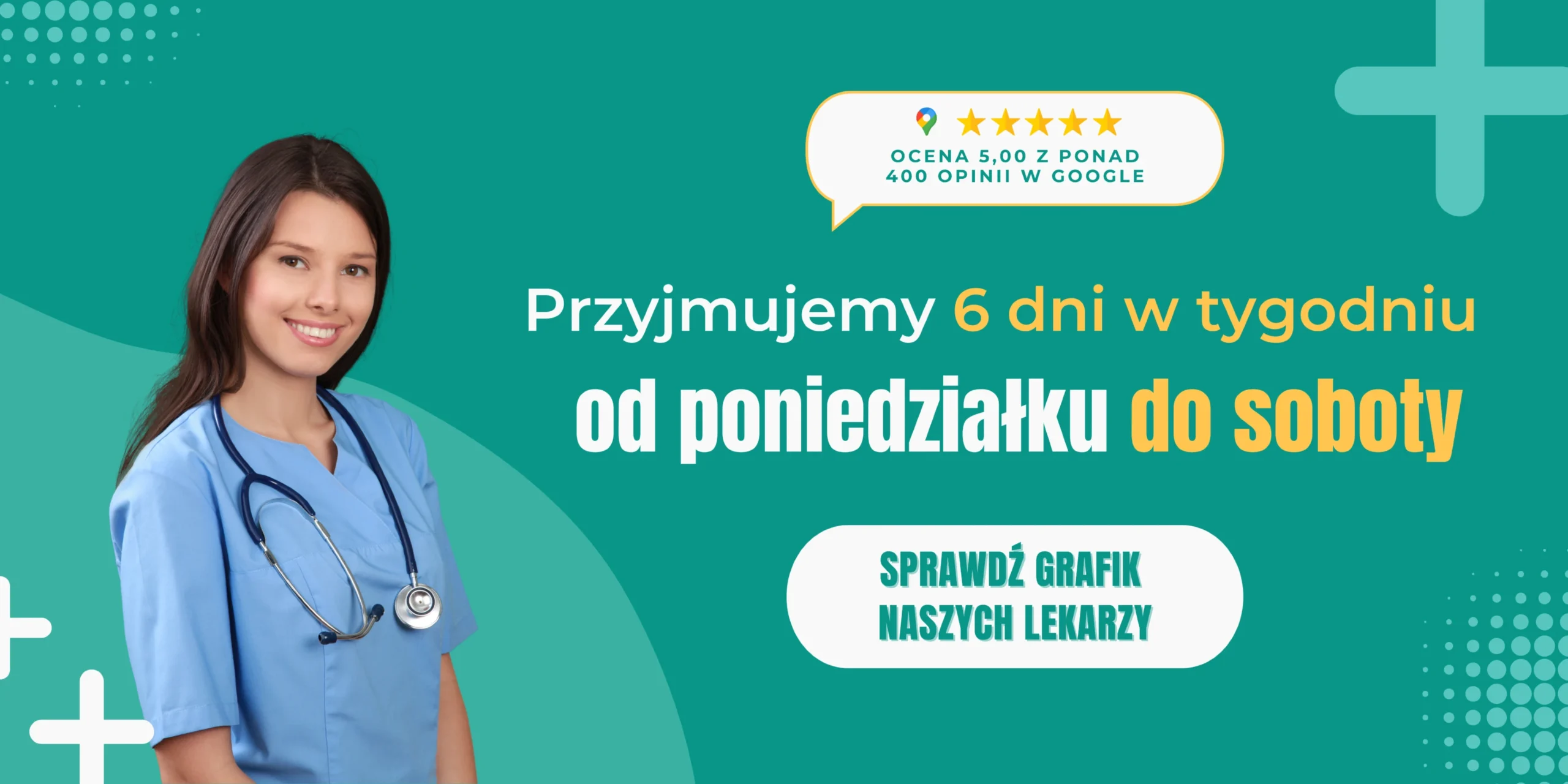 Przyjmujemy 6 dni w tygodniu od poniedziałku do soboty
