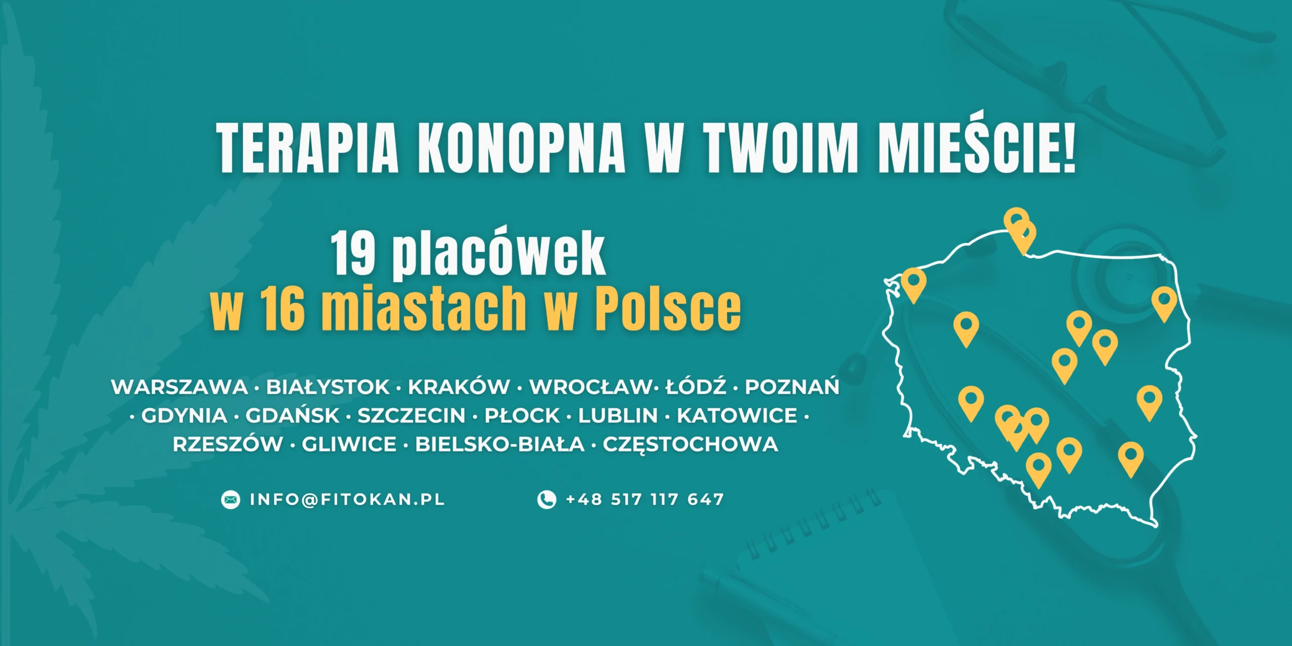 Slider - 19 placówek 16 miast w Polsce - Fitokan